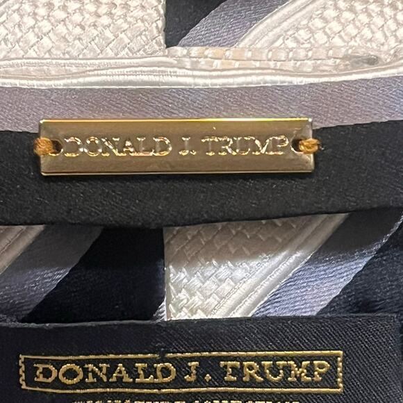 Donald J Trump Signature Collection 100% Silk Cream / Blue / Gray Neck Tie - Picture 5 of 7